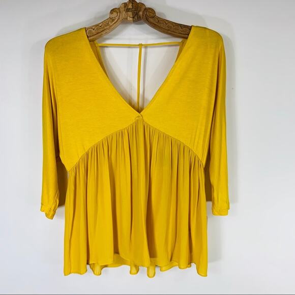 Gold Forever 21 Flowy Babydoll Shirt Sz Small - Picture 5 of 10